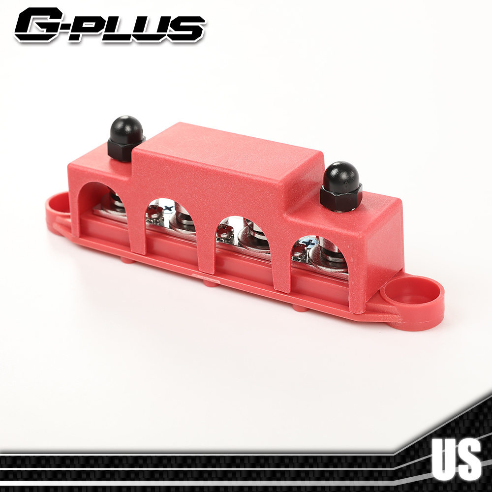 Battery 250A Bus Bar Power Distribution Block Set - 4 Post Red Black Pair C 441875 - Foto 2