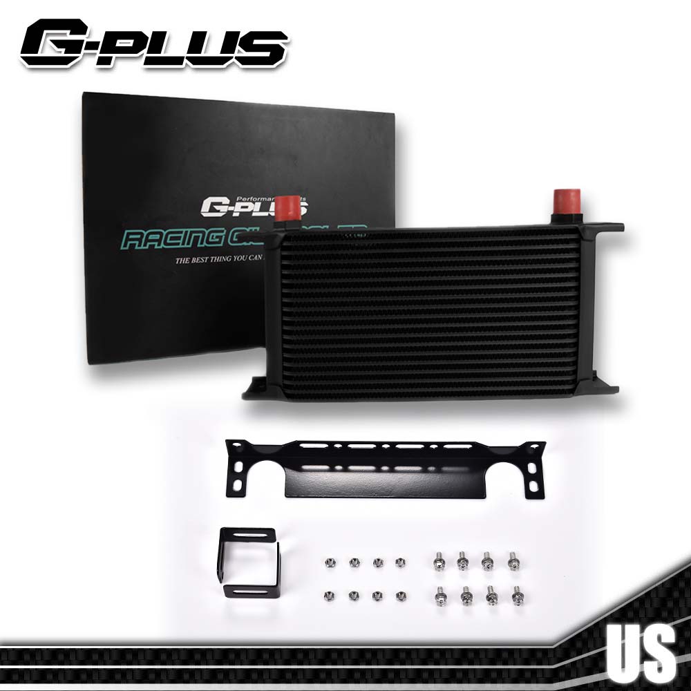 CNRAQR 19-Row 10AN Aluminum Oil Cooler With Mounting Bracket Kit – Black, Universal