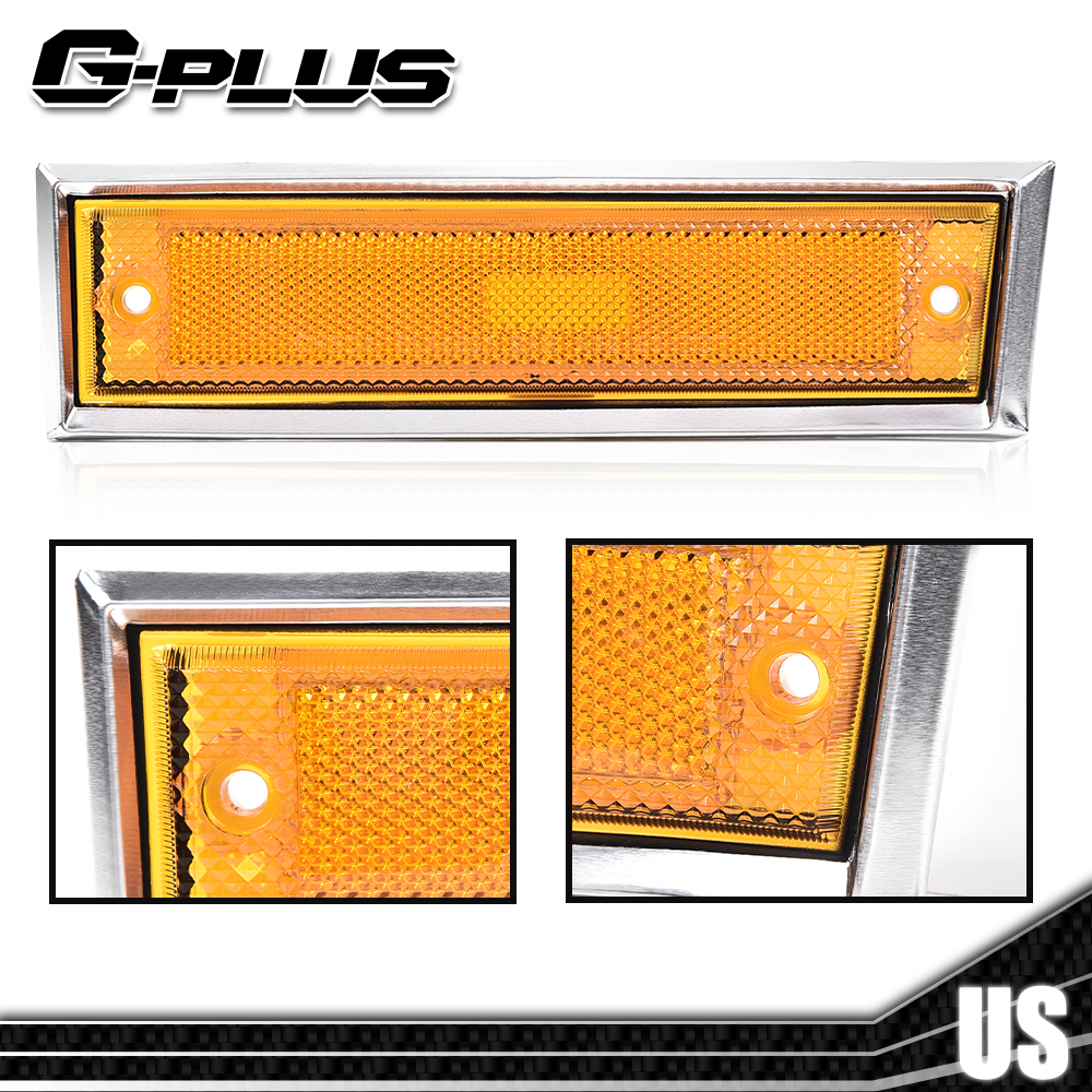 Pair Front Signal Side Marker Lights Amber Fit For 81-91 GMC